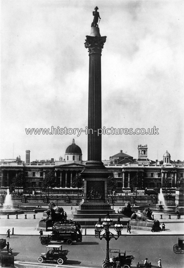 Nelson's Column and Trafalgar Square, London. c.1915
